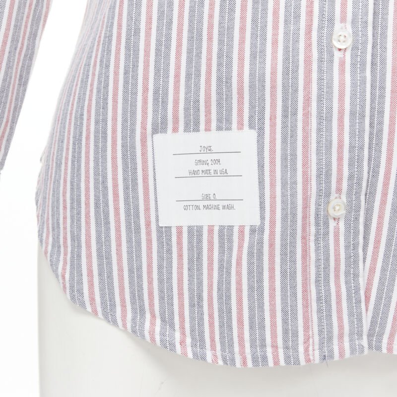 THOM BROWNE 2009 Signature grey red stripe cotton slim fit shirt US0