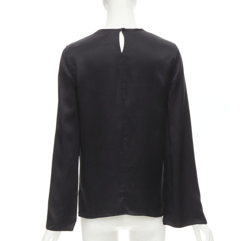 GIVENCHY 2015 Riccardo Tisci 100% silk black cape slit sleeve top FR34 XS