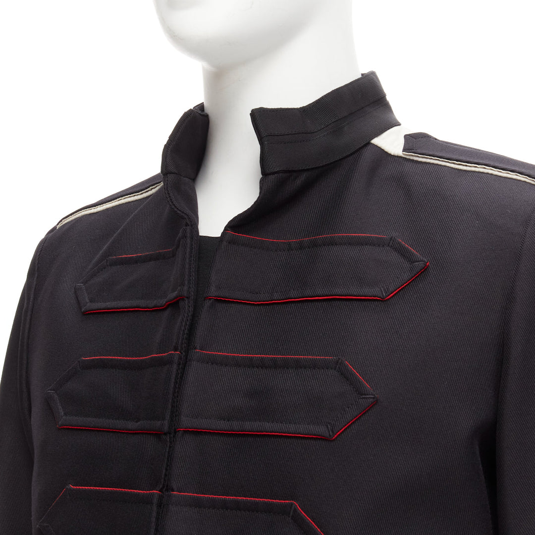 VALENTINO back silk blend white epaulets cuff panelled military jacket IT48 M
