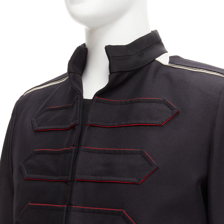 VALENTINO back silk blend white epaulets cuff panelled military jacket IT48 M
