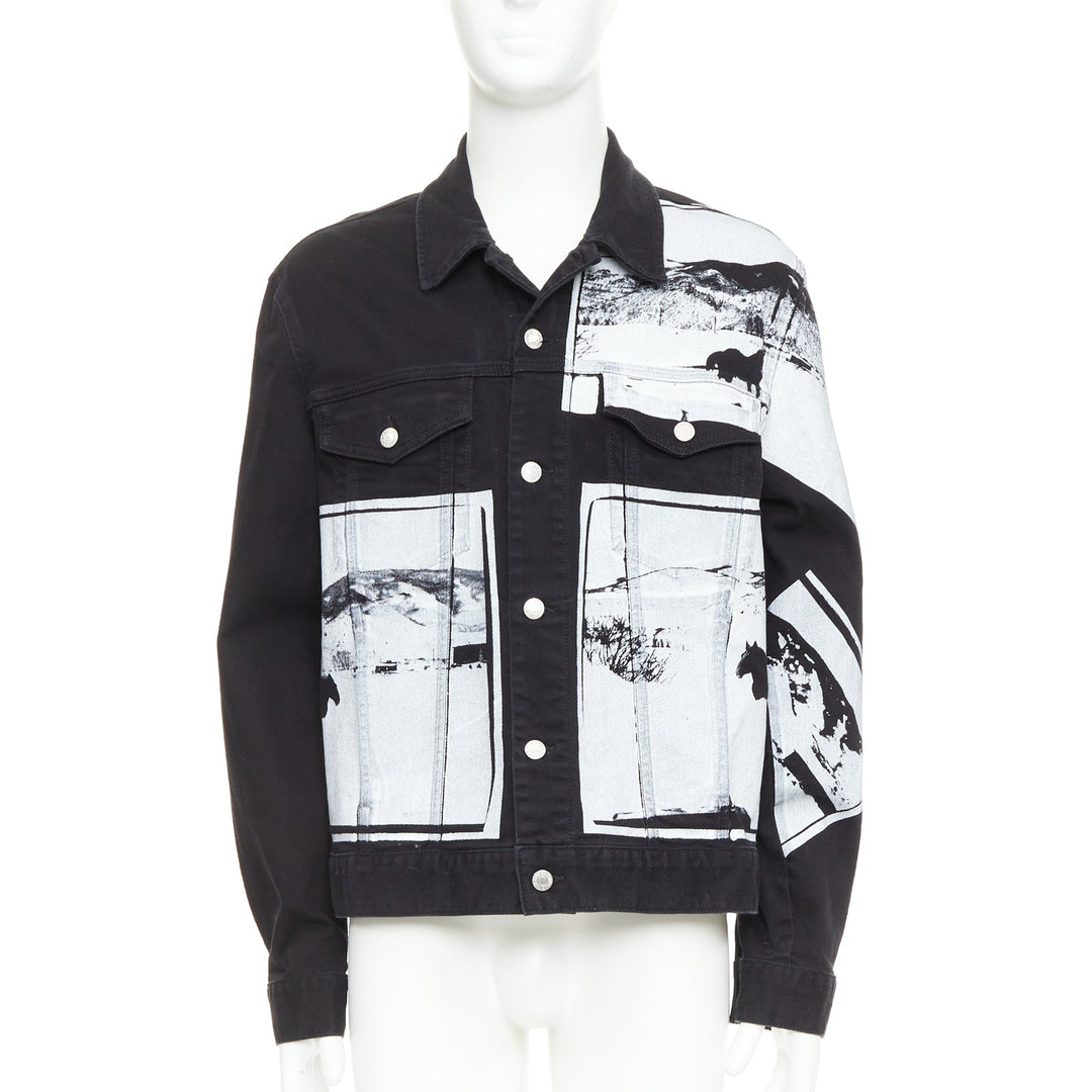 CALVIN KLEIN 205W39NYC Raf Simons Andy Warhol black pop art trucker jacket L