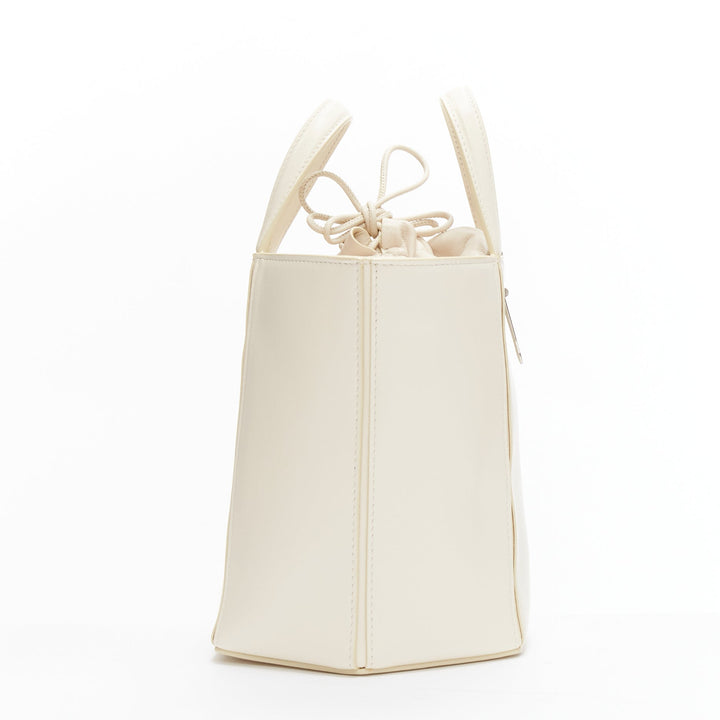 OFF WHITE Virgil Abloh Allen binder clip cream leather drawstring tote bag