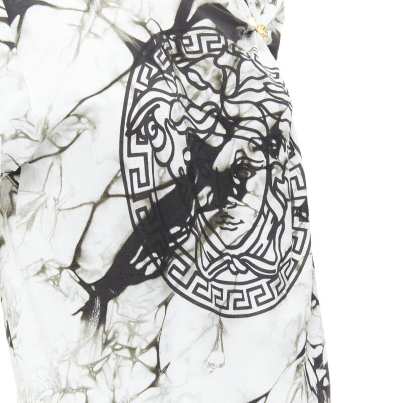 VERSACE Medusa gold ring marble black white tie dye tshirt IT38 S