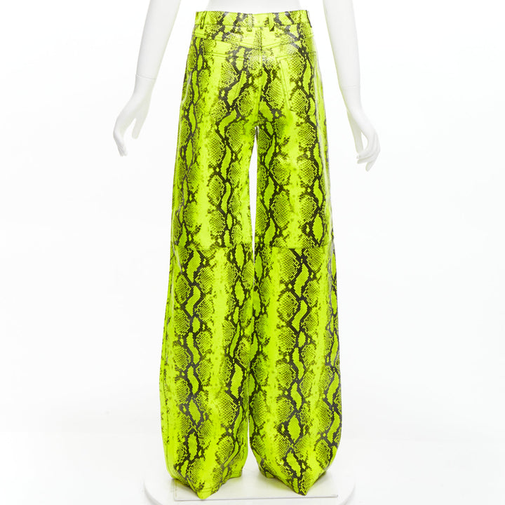 OFF WHITE Virgil Abloh 2019 Runway neon yellow leather wide leg pants IT40 S
