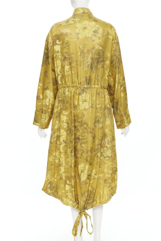 Runway OSCAR DE LA RENTA 2019 silk  floral tassel drawstring robe coat S