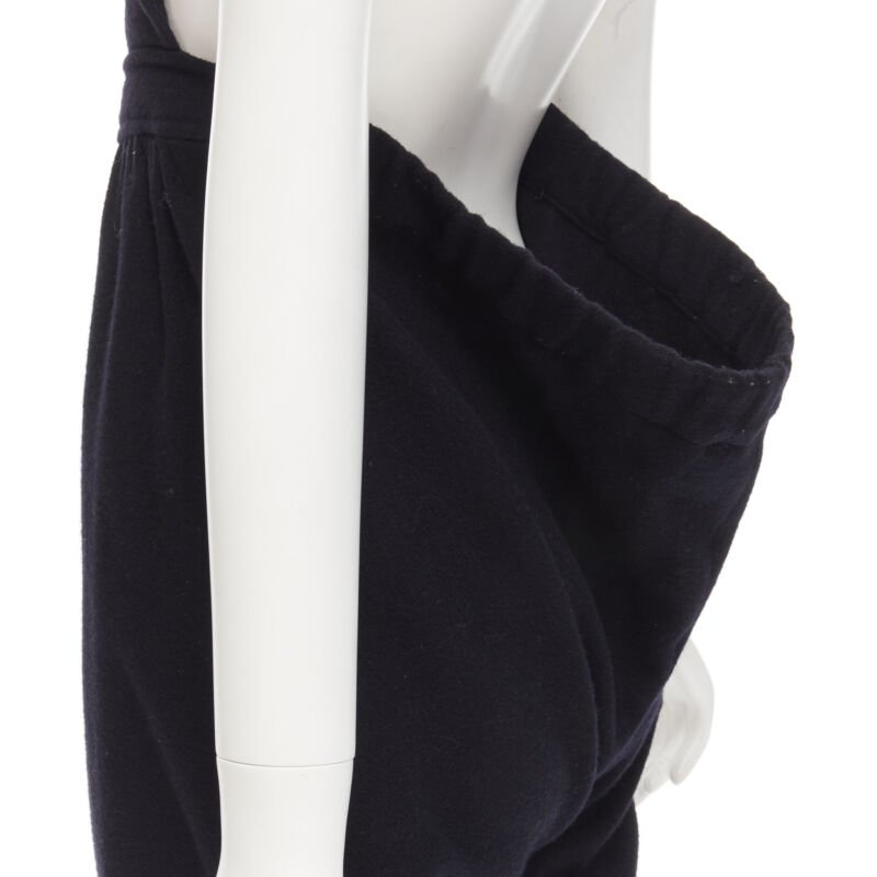 COMME DES GARCONS Vintage 1980's black wool cross back cropped jumpsuit S
