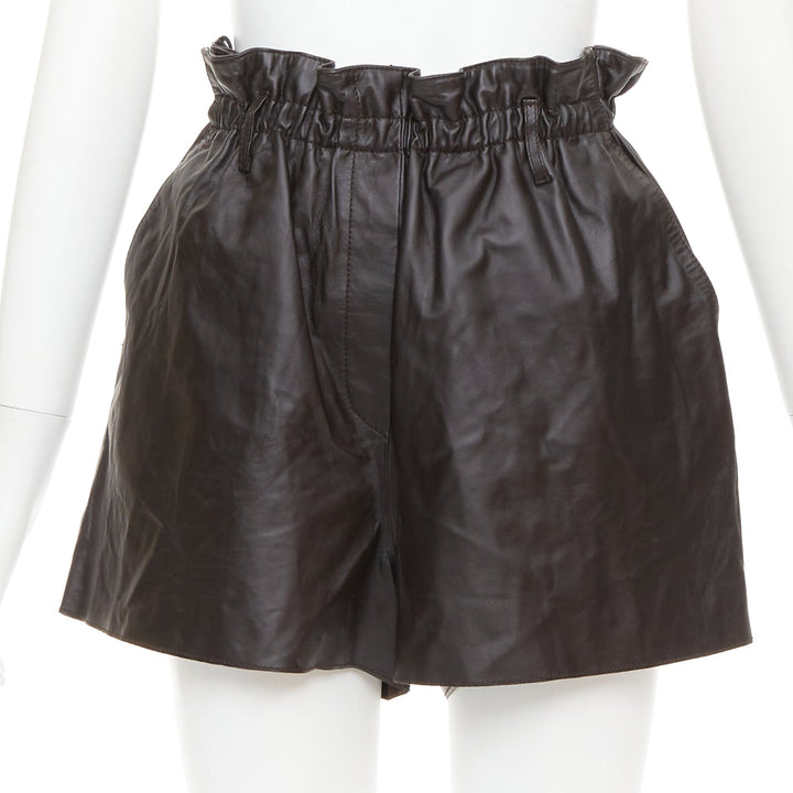 FORTE FORTE Parrrs chocolate brown leather paperbag waist shorts Sz.1 S