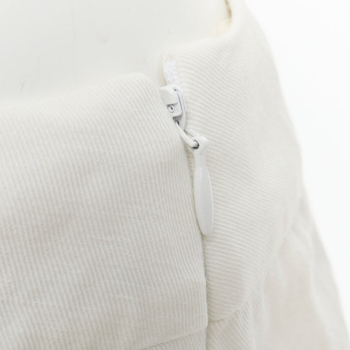MARNI white cotton linen asymmetric step hem pleated flared skirt IT42 S