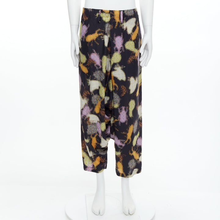 ISSEY MIYAKE MEN multicolour abstract print asymmetric harem pants