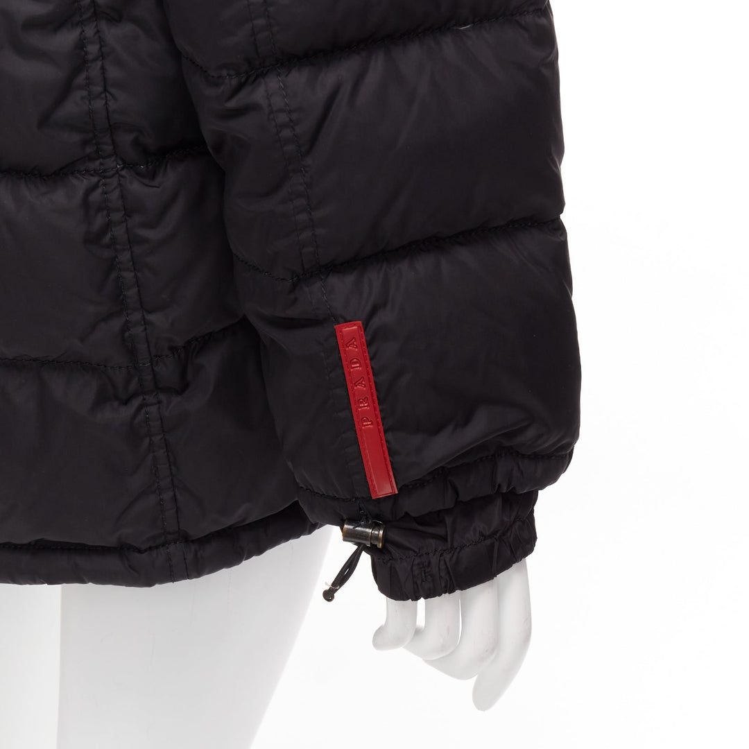 PRADA Sports black nylon down filled hooded puffer jacket IT40 S