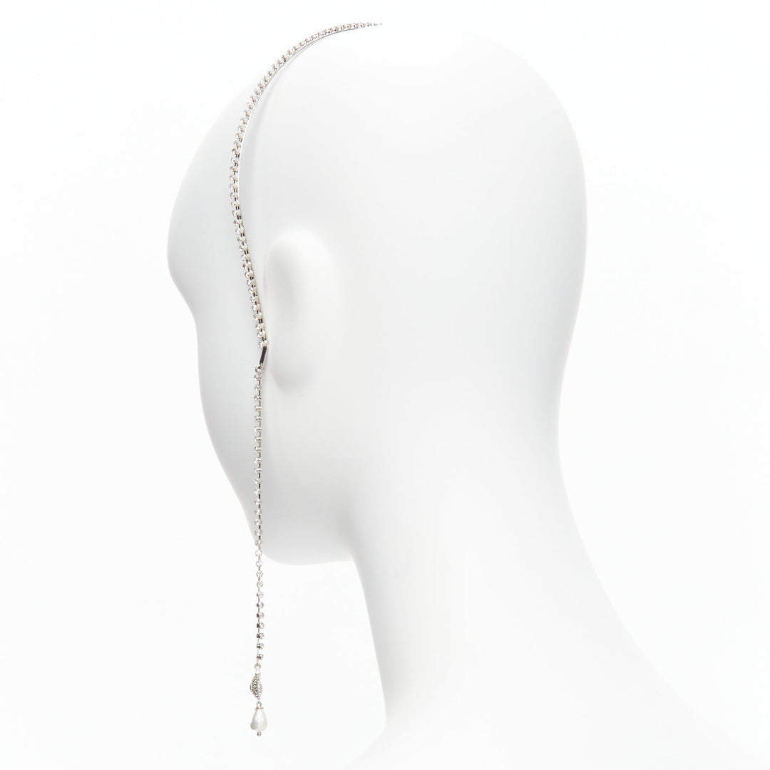 GUCCI Alessandro Michele pink heart crystal GG logo pearl charm hairband