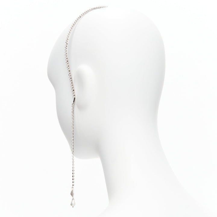 GUCCI Alessandro Michele pink heart crystal GG logo pearl charm hairband