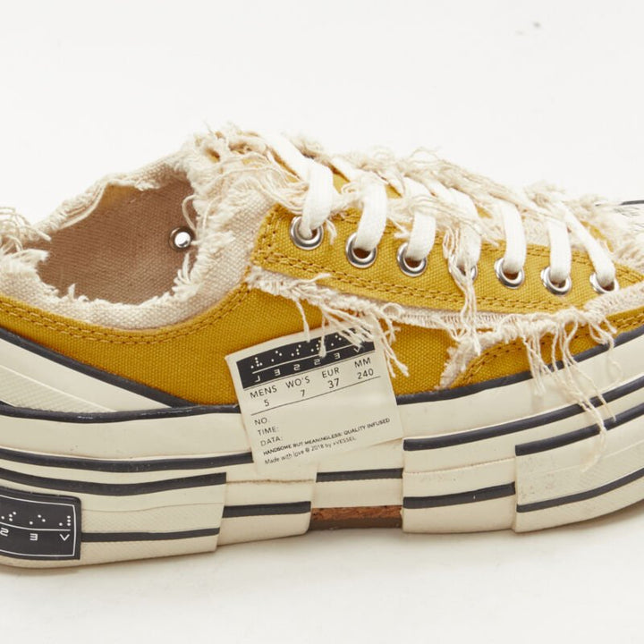 XVESSEL G.O.P. Lows yellow deconstructed distressed sneakers EU37 US7