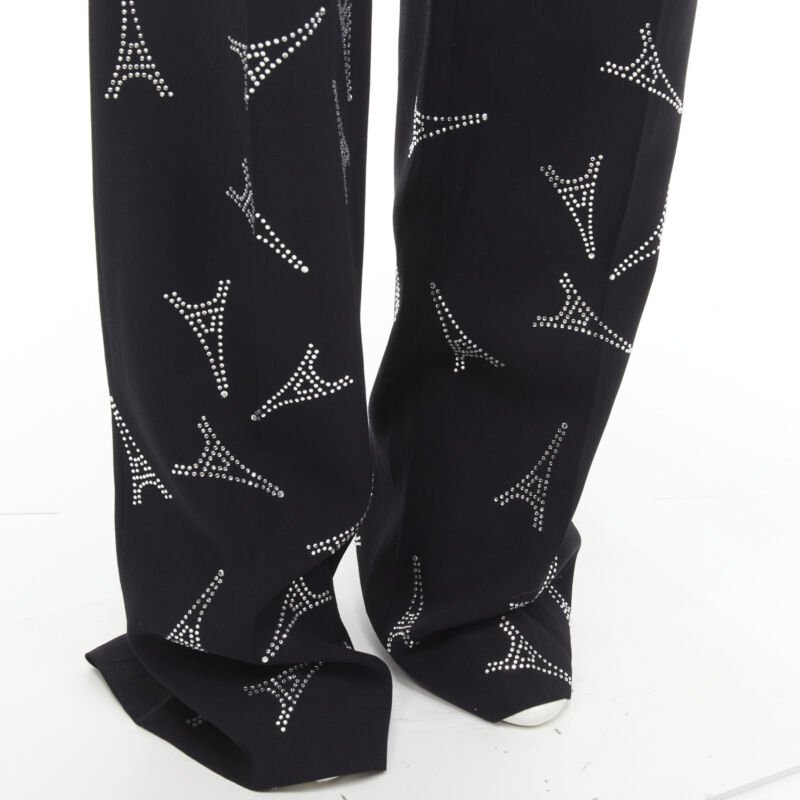 BALENCIAGA Demna 2019 Runway Eiffel Tower crystal trousers pants IT48 M