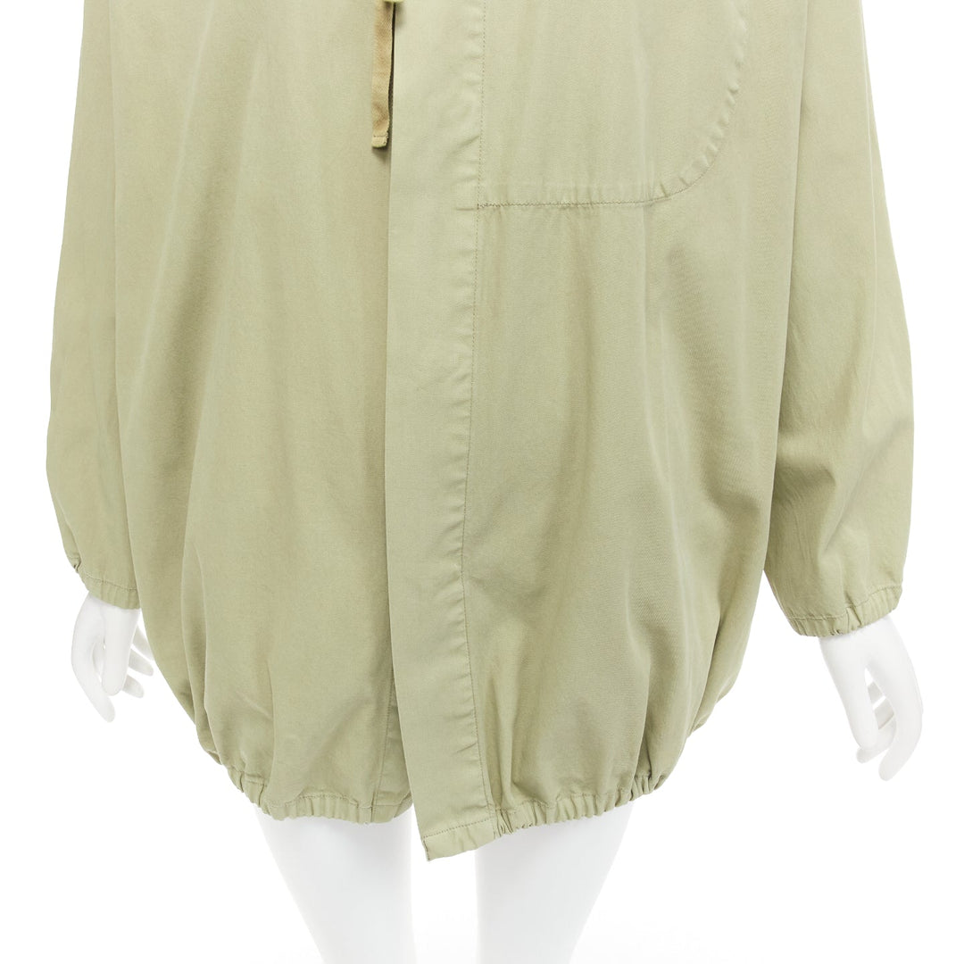 TICCA washed green 100% cotton tie collar centre parka jacket