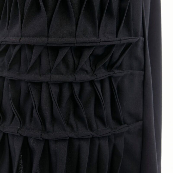 JUNYA WATANABE 1998 black wool blend origami pleated front wrap tie skirt M