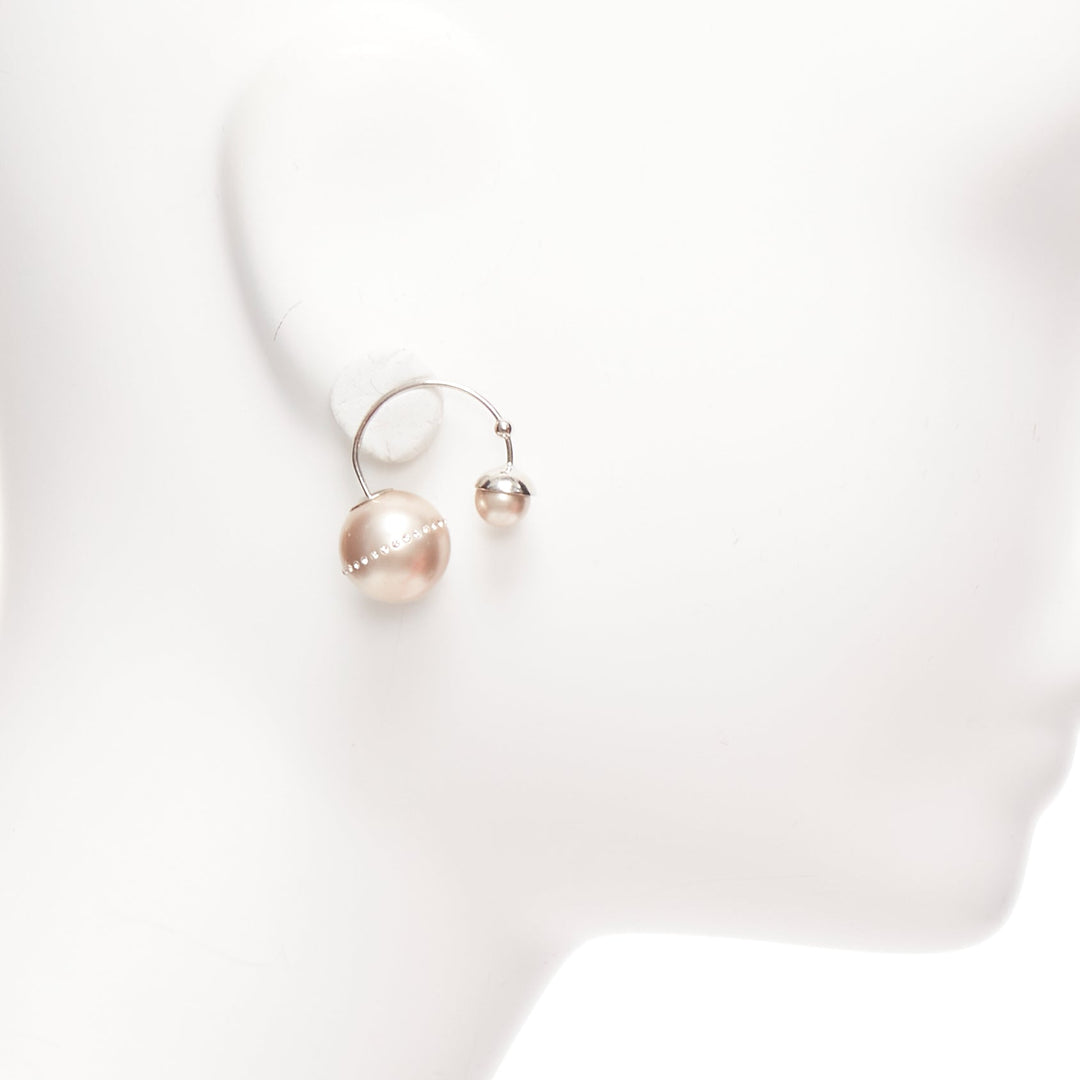 DIOR Tribales pealescent pink faux pearls crystal orbital pin earrings Pair