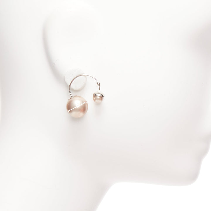 DIOR Tribales pealescent pink faux pearls crystal orbital pin earrings Pair