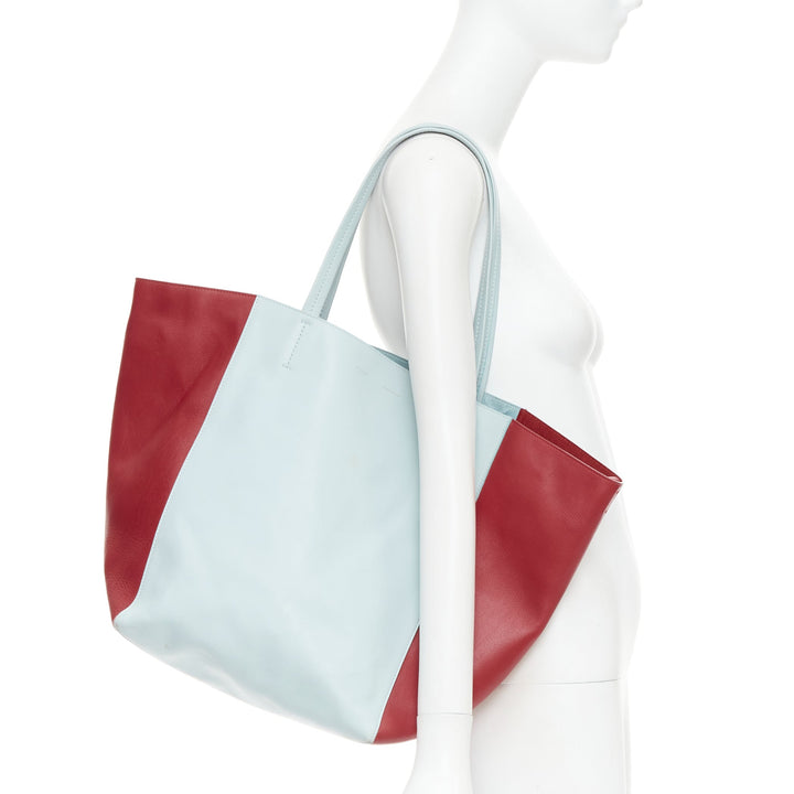 CELINE Phantom Cabas baby blue red bicolour horizontal tote bag