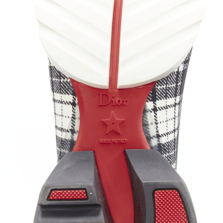 CHRISTIAN DIOR D Connect black white check chunky sole sneaker EU38 US8