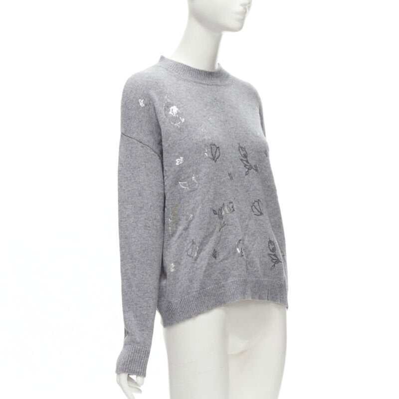 ERMANNO SCERVINO grey pullover metallic floral print IT40 S