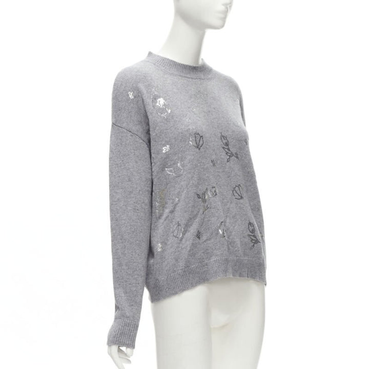 ERMANNO SCERVINO grey pullover metallic floral print IT40 S