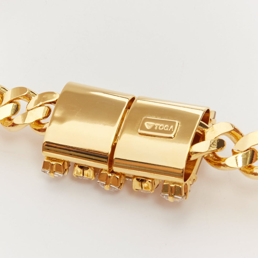 TOGA ARCHIVES clear crystal jewel gold metal bar chain necklace