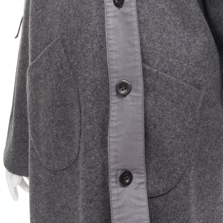 MIU MIU grey cashmere wool blend asymmetric button boxy coat IT38 XS