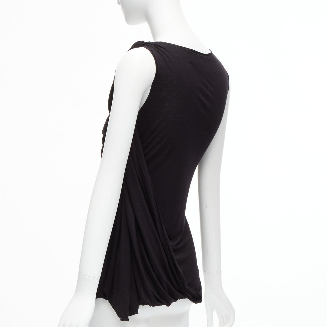 LANVIN black asymmetric draped bust scoop neck sleeveless tank top FR32 XXS