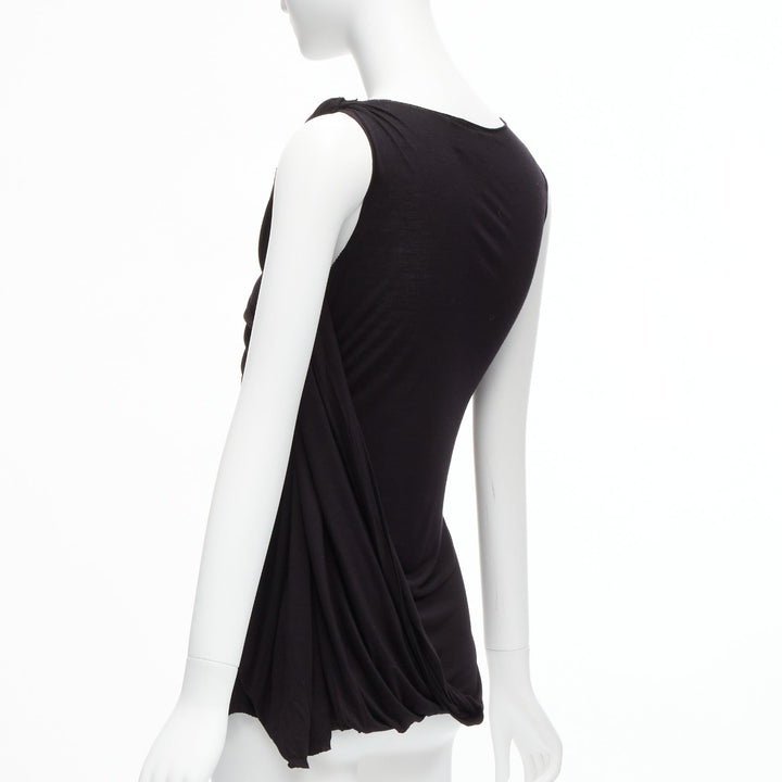 LANVIN black asymmetric draped bust scoop neck sleeveless tank top FR32 XXS
