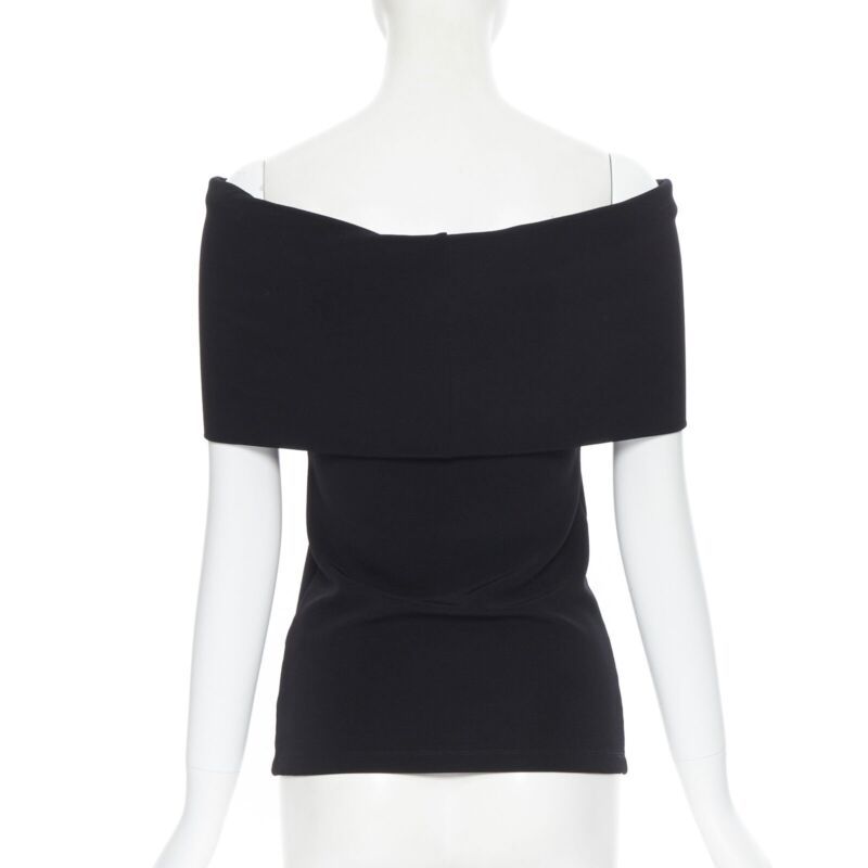 ROSETTA GETTY black knitted foldover banded off shoulder stretch top XS