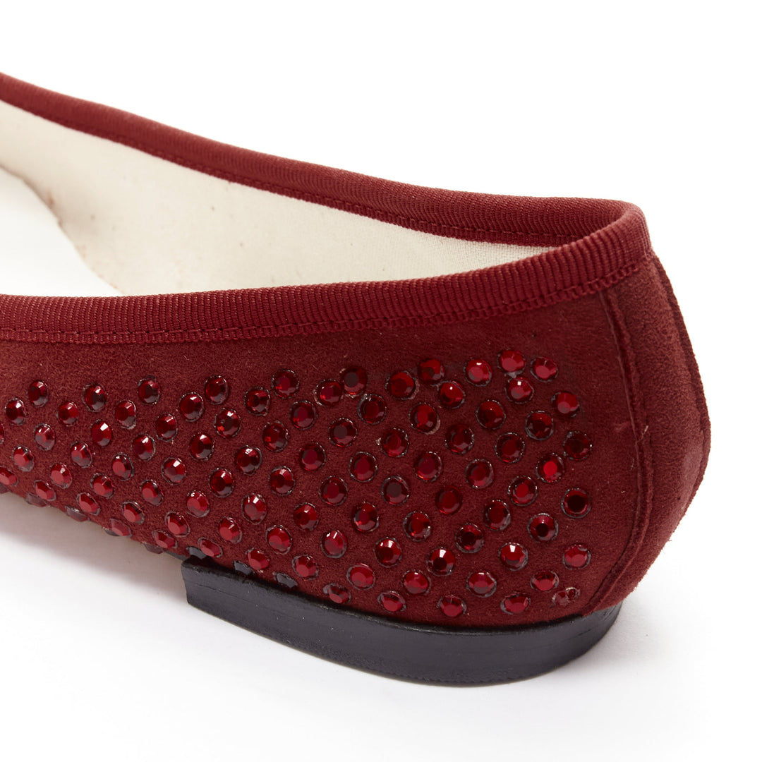 REPETTO 60 Anniversary Limited Edition red crystal suede ballet flats EU37