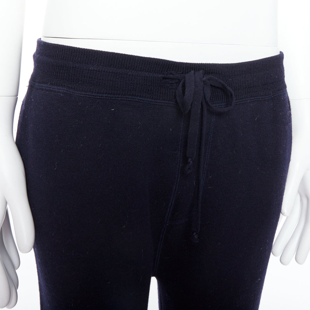 LANVIN navy soft waffle knit drawstring mid waist tapered jogger pants S