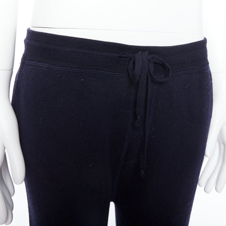 LANVIN navy soft waffle knit drawstring mid waist tapered jogger pants S