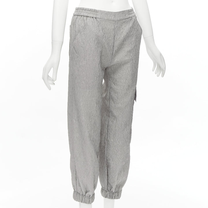 CECILIE BAHNSEN Jackson grey matelasse cloque cargo track pants UK6 XS
