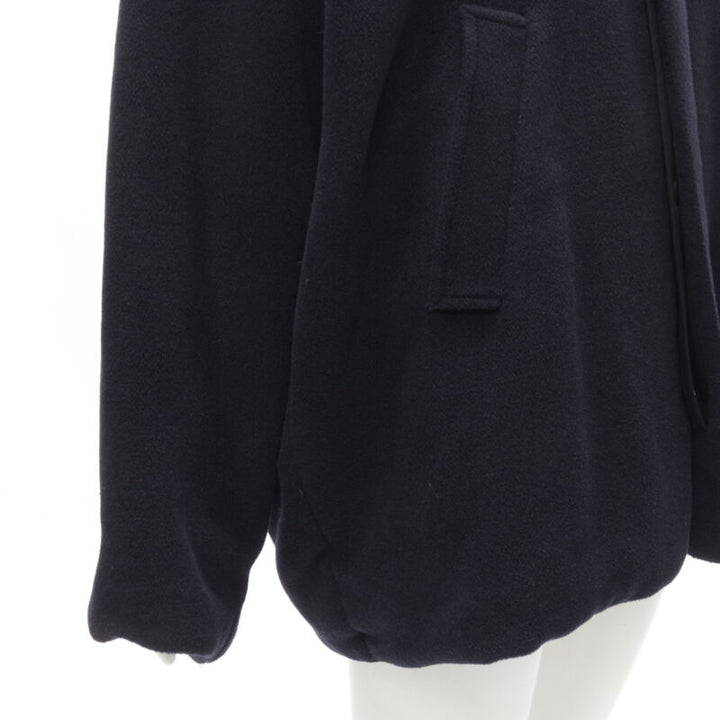 BALENCIAGA DEMNA 2019 navy camel antique gold button cocoon coat FR38 M