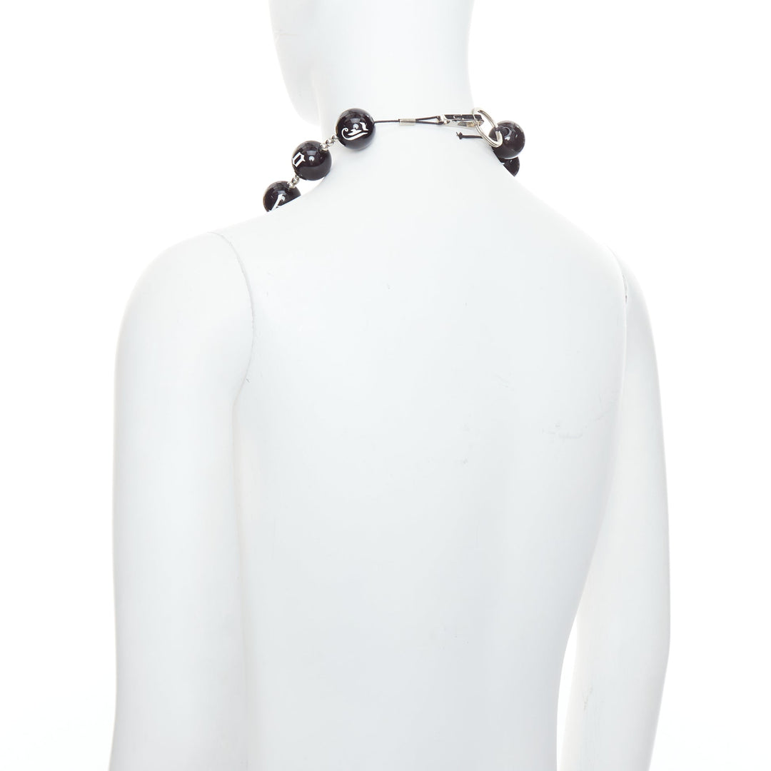 rare JOHN GALLIANO black white gothic logo number lucky ball necklace