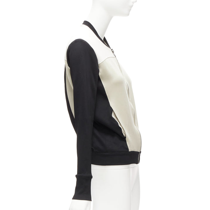 HELMUT LANG beige black color blocked bomber jacket US4 S
