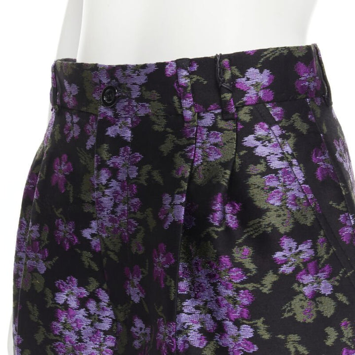 GUCCI 2017 purple floral jacquard embroidery patch culotte shorts IT40 S