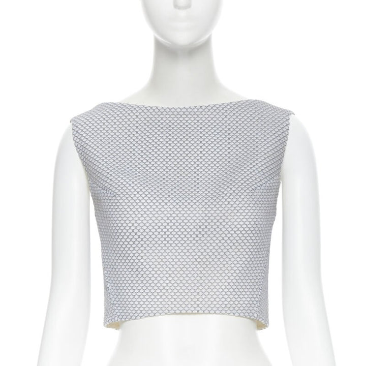 MATICEVSKI 2016 Petal Bodice honeycomb textured sleeveless crop top AU8 XS