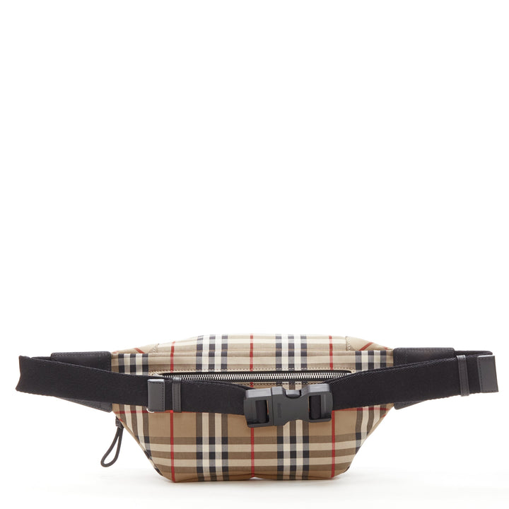 BURBERRY Econyl Signature House Check brown checkered zip bum bag crossbody
