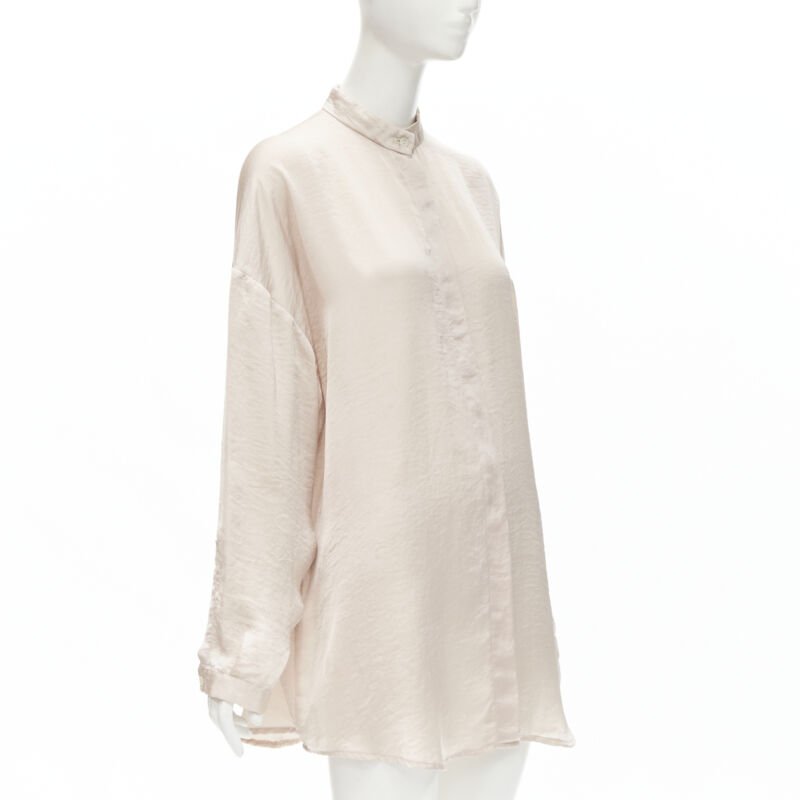 HAIDER ACKERMANN hammered polyester blush pink oversize shirt  FR38 M