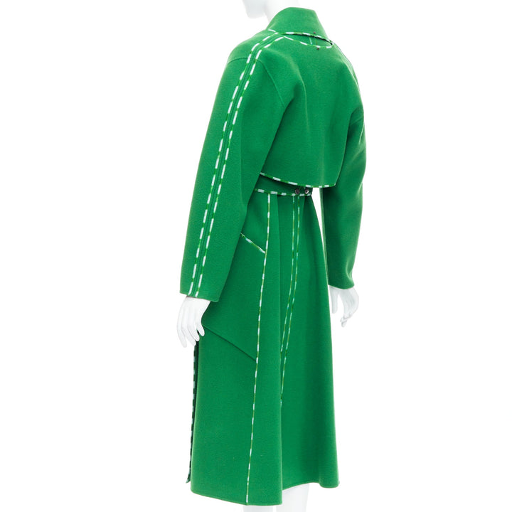 SPORTMAX Anniversary Collection handmade virgin wool cashmere green coat IT34 XS