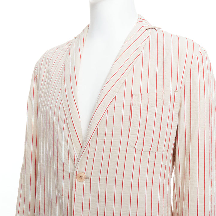 ROMEO GIGLI red beige cotton striped applique slim blazer IT48 M
