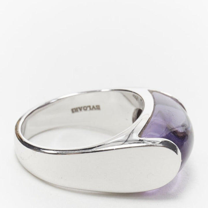 vintage BVLGARI JEWELLERY Amethyst stone silver curved ring