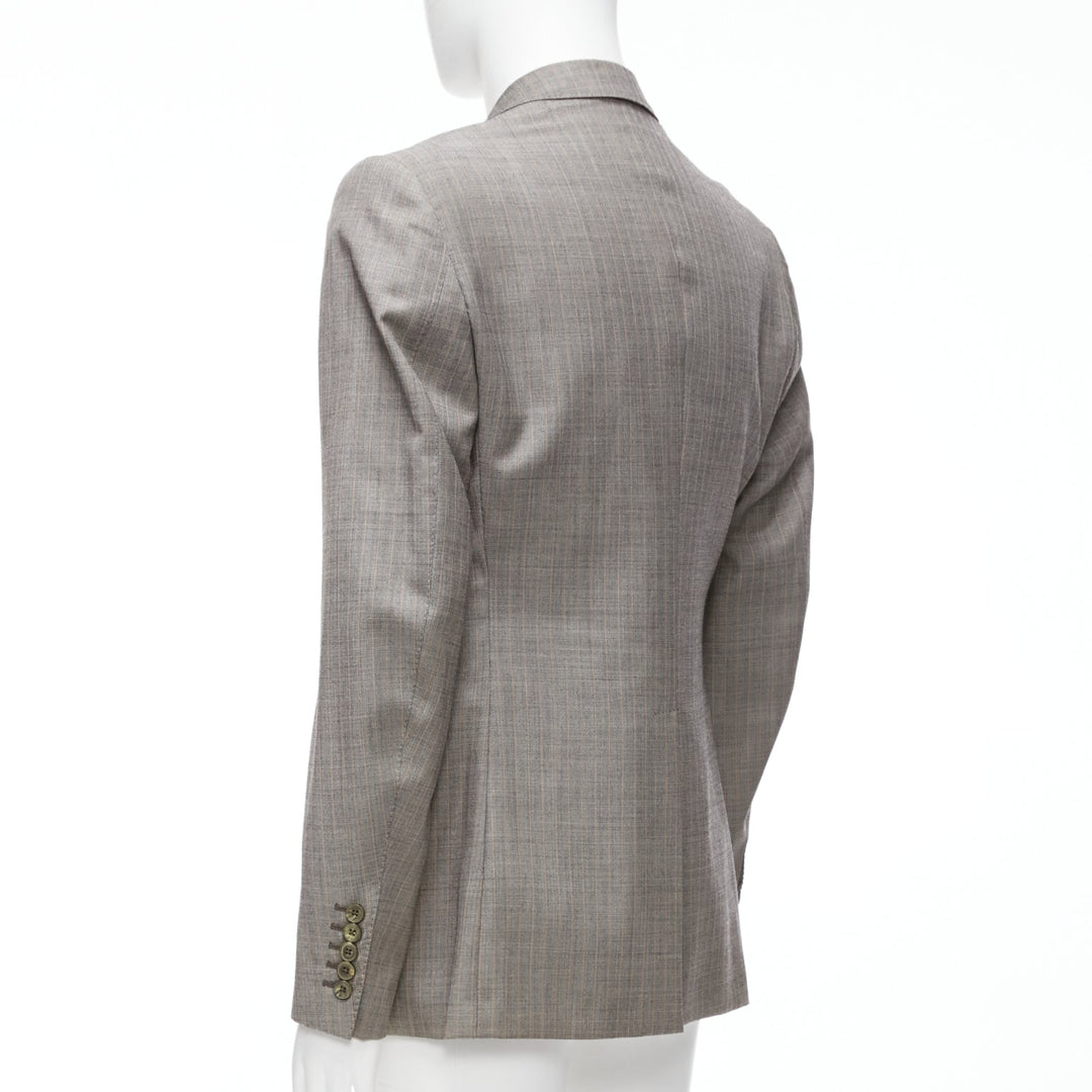GUCCI 100% wool grey red checkered pocketed boxy long sleeve blazer IT50 L