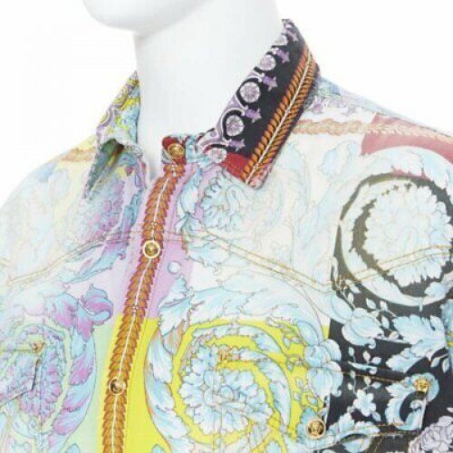 Runway VERSACE 2019 Techno Baroque distressed Medusa oversized shirt EU38 S