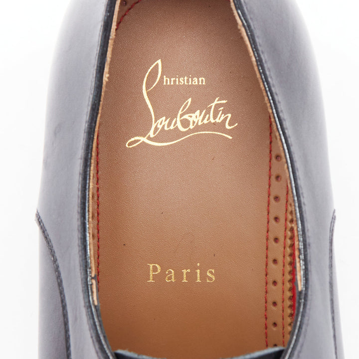 CHRISTIAN LOUBOUTIN Maltese black silver stud embellished lace up derby EU43