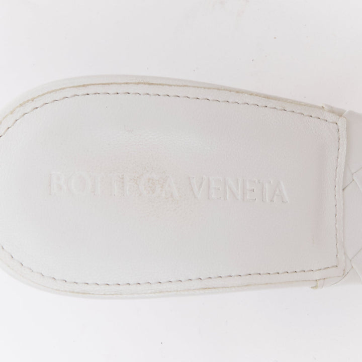BOTTEGA VENETA Lido Optic White maxi woven lambskin mule heels EU37