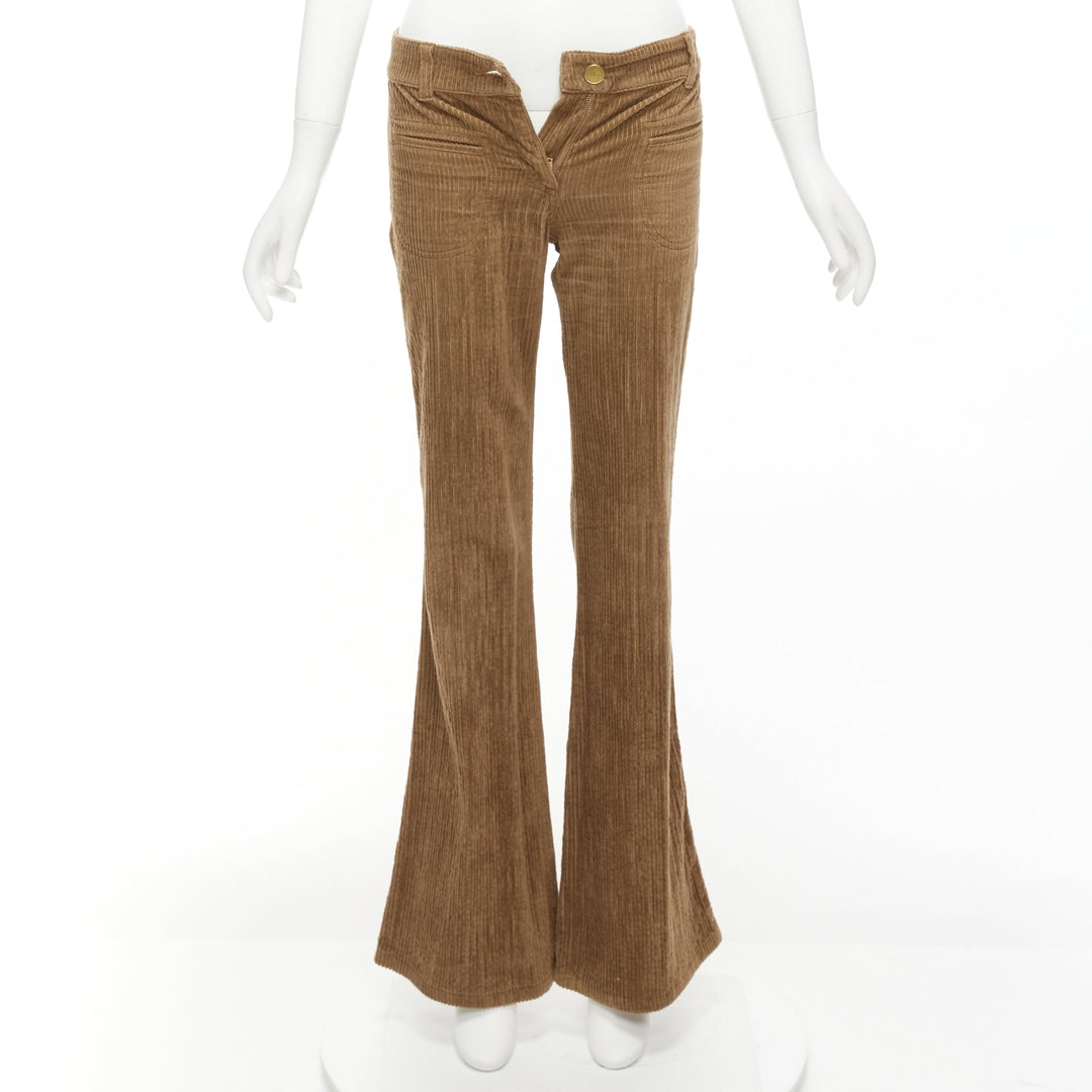 CHLOE brown cotton corduroy low waist flared pants FR34 XS